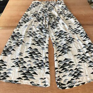 Kamohoalii Hawaiian Wide Leg Pants Women XXL Black Geometric Tribal High Rise